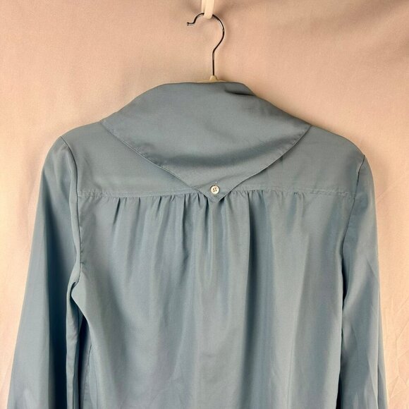 Vintage 70s Amanda Blouse Women Medium Blue Long Sleeve Button Boho Cottagecore - Picture 6 of 8
